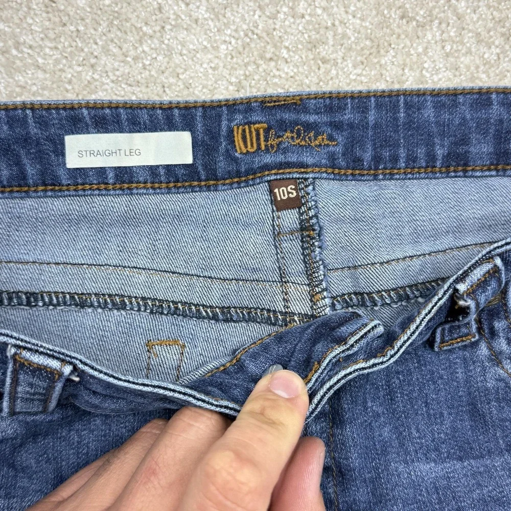 KUT From The Kloth Straight Leg Jeans Womens 10S Blue‎ Mid Rise Stretch Denim